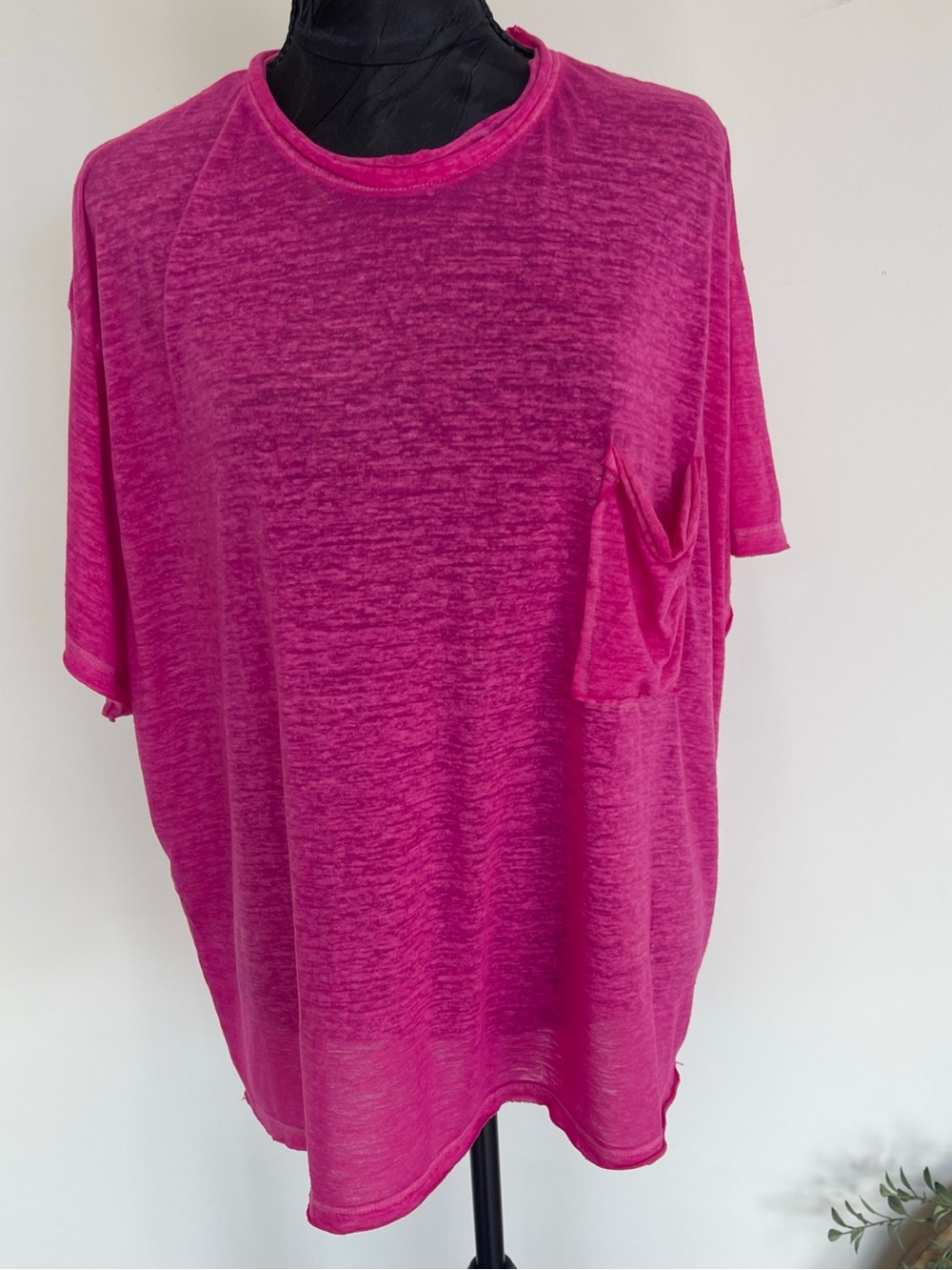 Zenana Outfitters Relaxed Pocket Tee - Fuchsia Pink
